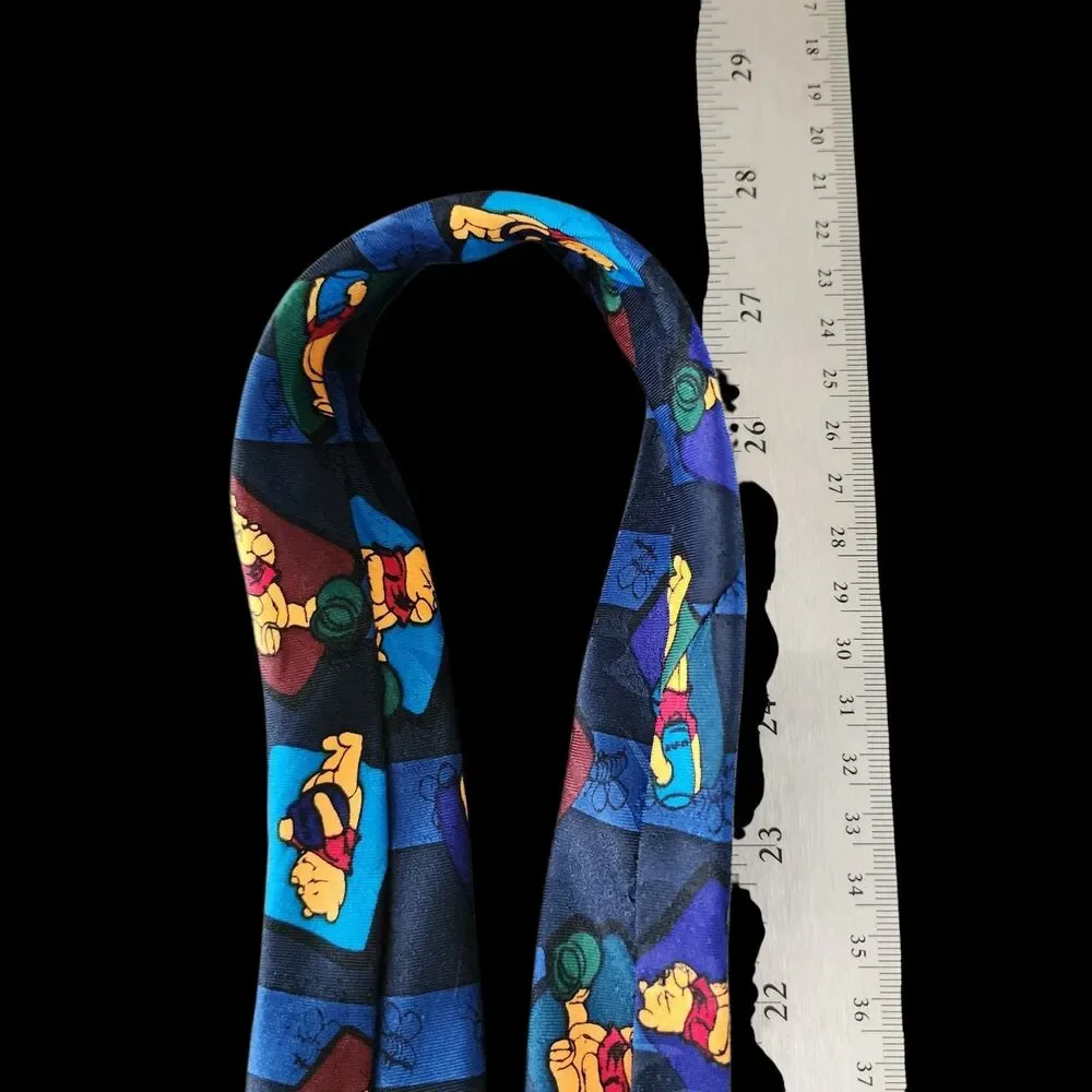 Vintage Disney Pooh Bear Tie Navy Blue Striped Winnie The Pooh Exquisite Apparel
